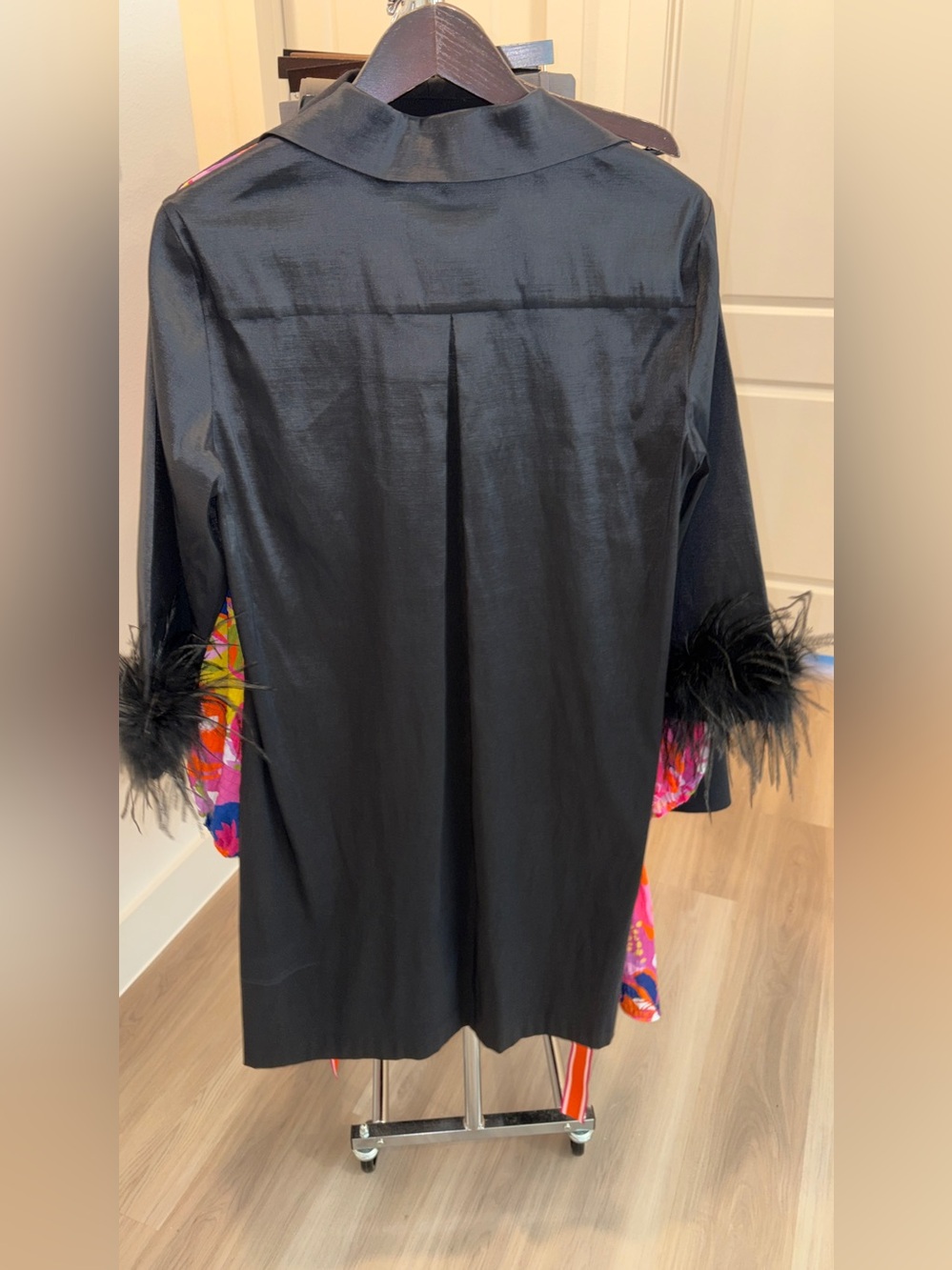 Preston and York Black A Line Feather Cuff Dress NWT Size 10 - Picture 5 of 12